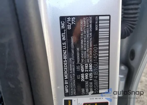 2016 Mercedes-Benz C 300 from USA, damaged, VIN 55SWF4JB1GU145901